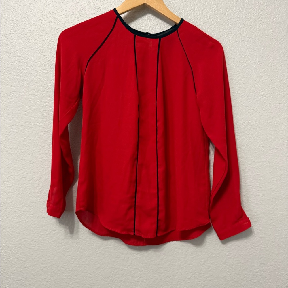 Banana Republic Red Blouse with Black Trim